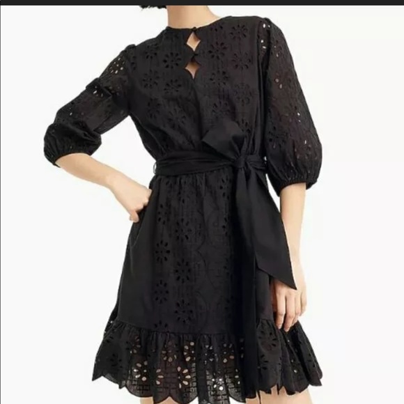 j crew black eyelet dress